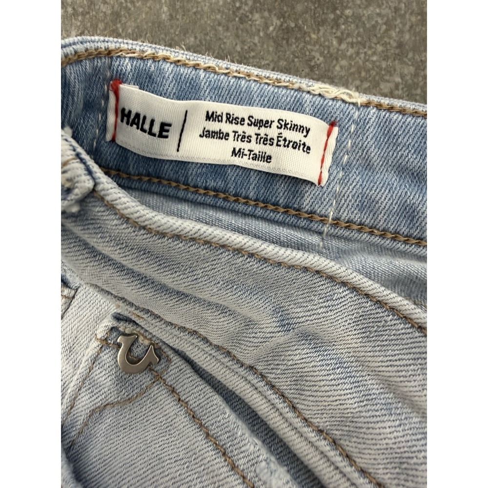 True Religion Jeans Women's 30 HALLE Mid Rise Super Skinny Light Color Zip Up - Picture 2 of 8
